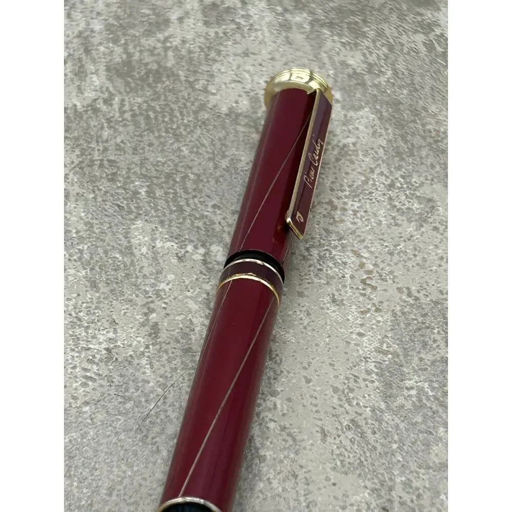 Vintage Pierre Cardin Fountain Pen Burgundy & Gold Tone Steel France Germany